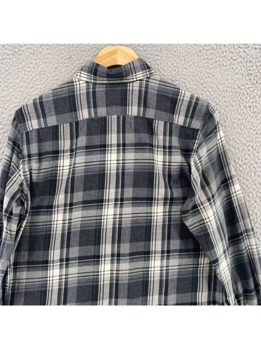 Ralph Lauren Shirt Boys Medium Gray Plaid Flannel Button Up Collar Long Sleeve